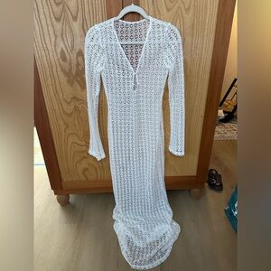 women’s white knit bathing suit cover up